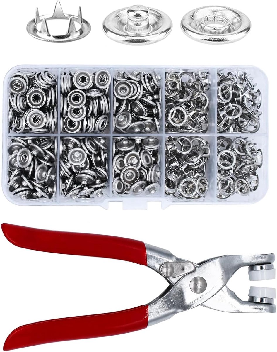 200 Sets Snap Fasteners with Pliers, Press Tool, Metal Press Button Closure, Snap Button Set, Push Button Set, Five - ShopVlot