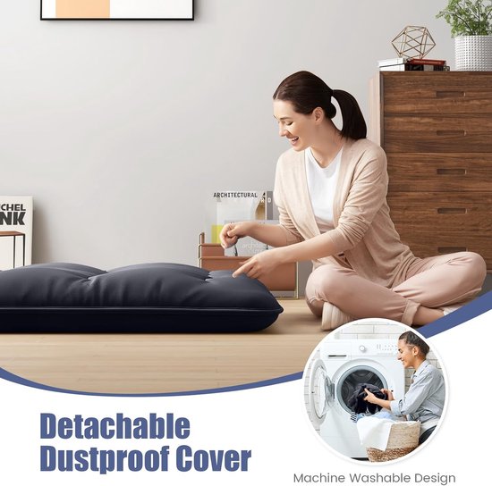 Vloermatras - Opvouwbare mat - Comfortabel slapen - Brandwerende hoes - 140 x 200 cm - Zwart — afbeelding 5