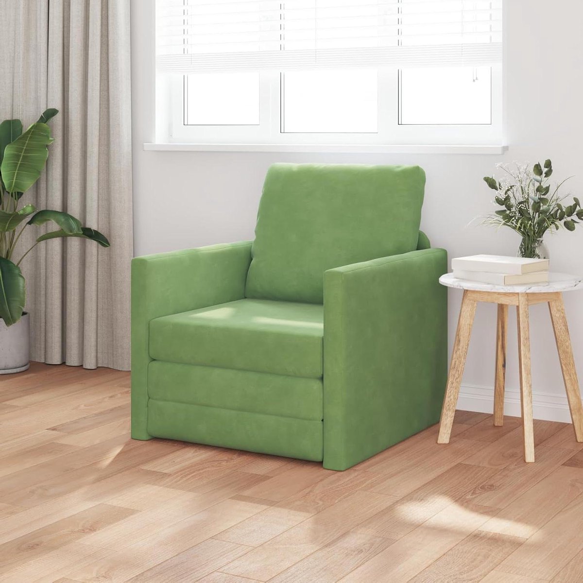 Fluwelen Slaapstoel - Zitzak Stoel - Ontspannen Zitten - Vlekbestendige Bekleding - 74 x 77 x 81 cm - Lichtgroen