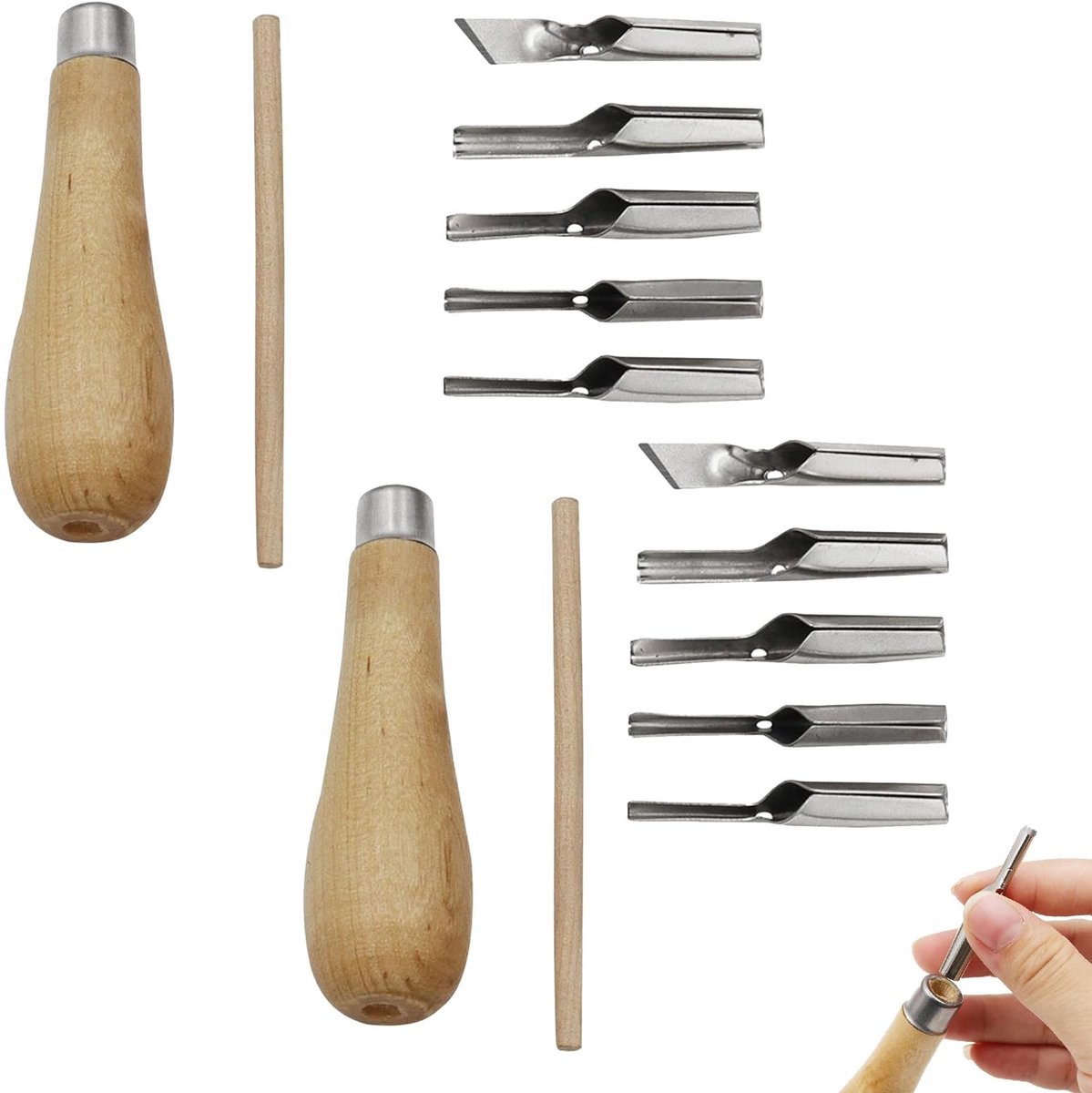 Solidchoice - Lino-Snijset met 2 Stuks Houtbewerkingsgereedschap