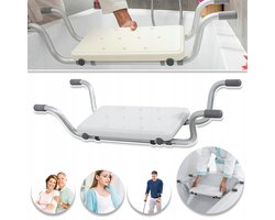 Siège De Bain De Sécurité Avec Trous De Drainage Et 4 Poignées - Réglable, Embouts Antidérapants, Capacité De Charge 100 kg - Montage Sans Outils, Convient Aux Seniors Et En Convalescence - Blanc
