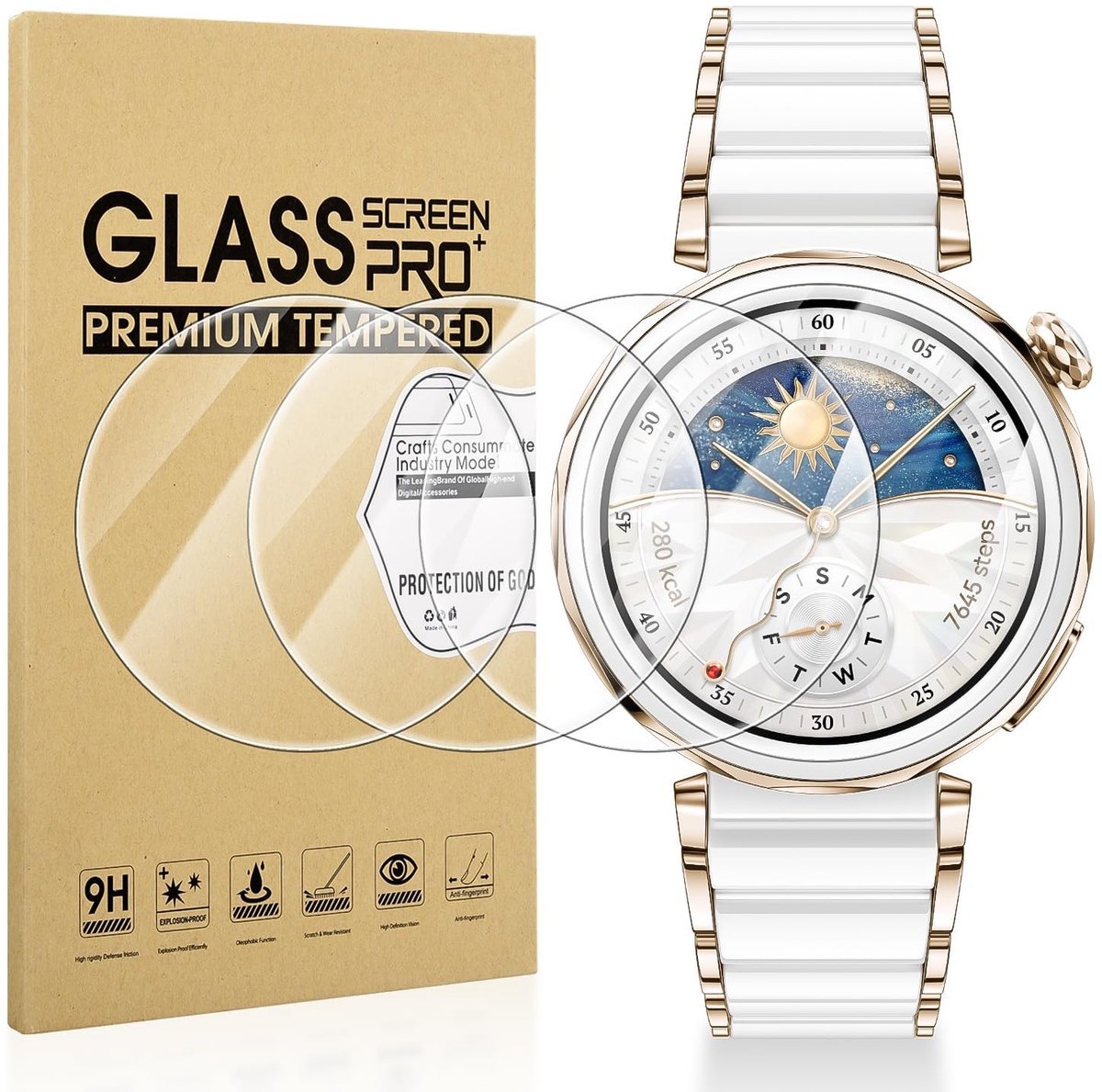 Solidchoice - 4-Pack Schermbeschermer voor Smartwatch 42 mm van Gehard Glas