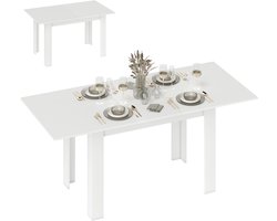 ECTEATOY® Uitschuifbare Eettafel - 140/180 x 80 cm - Keukentafel voor 6-8 Personen - Eetkamertafel - Wit