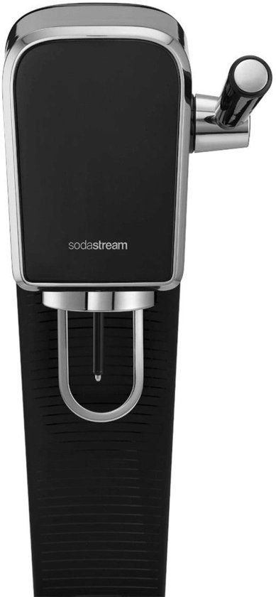 Zwart SodaStream ART bruiswatertoestel met een verchroomd uittrekbaar handvat.