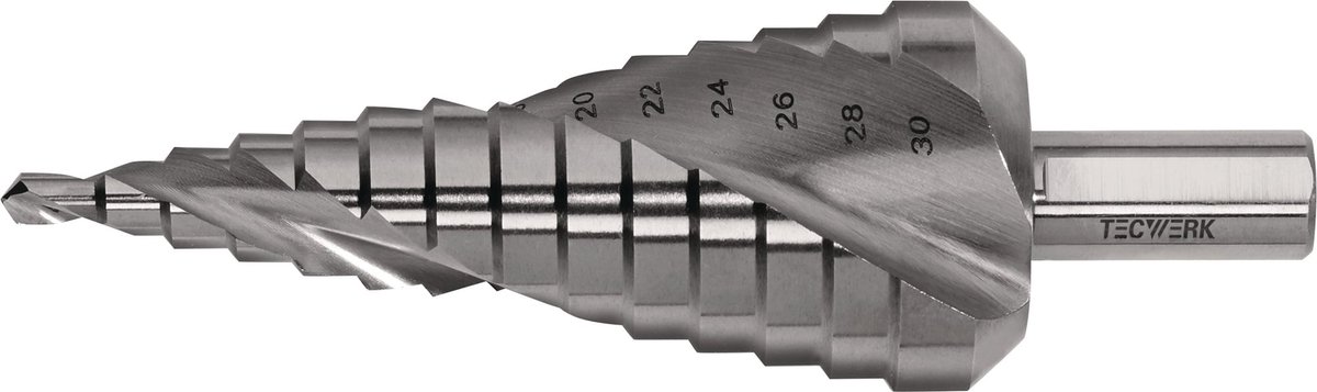 Stappenboor Boorber.4-30mm HSS Spiraalgroef Z.2 Stappen 14 TECWERK