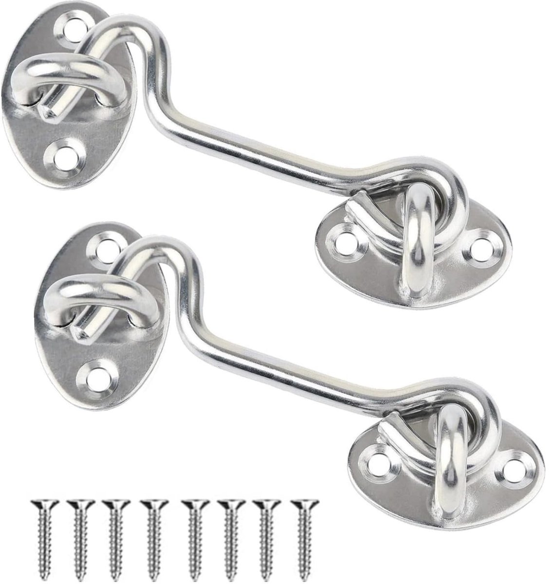 Solidchoice - Set van 2 RVS Haak-en-Oogsloten 10.5 cm voor Deur en Raam