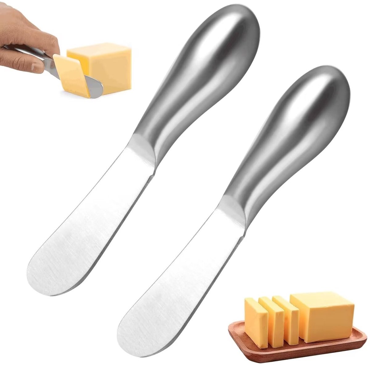 Solidchoice - Set van 2 Roestvrijstalen Botermessen voor Ontbijt en Lunch