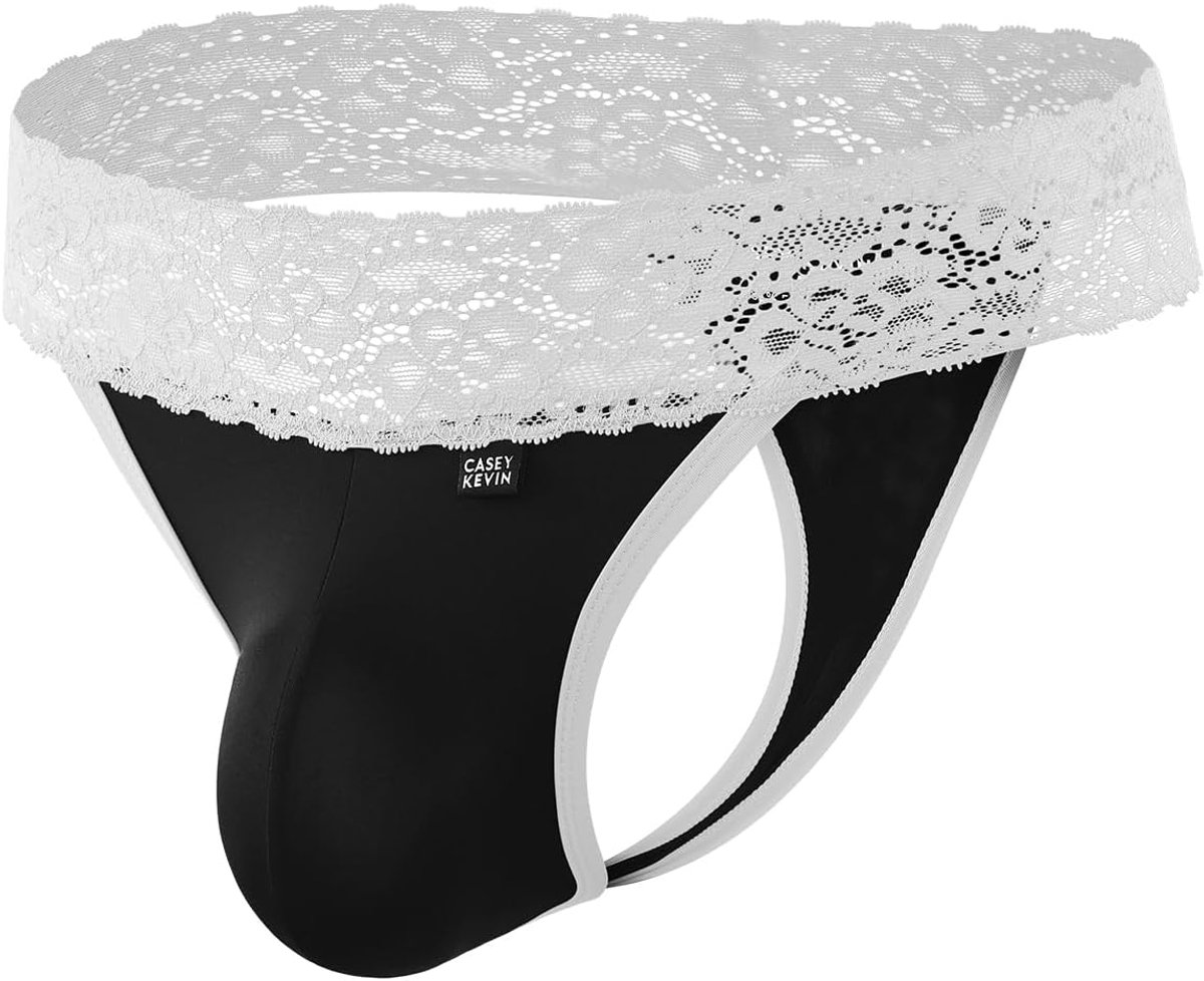 Casey Kevin Men's Lace Sexy Low Waist Elastic Thong - ShopVlot