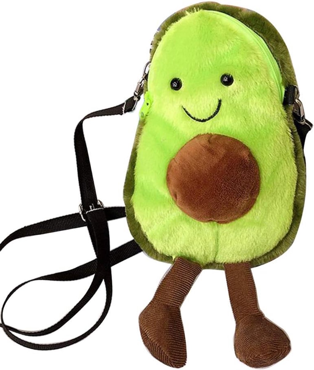 Avocado Soft Plush Shoulder Bag Cartoon Filled with Zipper, 13 x 22 x 5 cm for Girls, Cute Shoulder Bag - ShopVlot