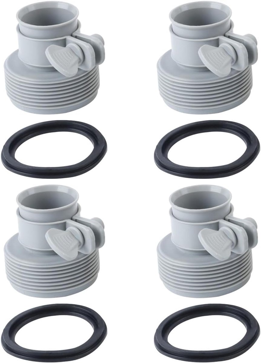 4 Piece 1.5 Inch Pool Hose Adapter - Grey Plastic Fittings for Above Ground Pool Pumps and Saltwater Systems - ShopVlot