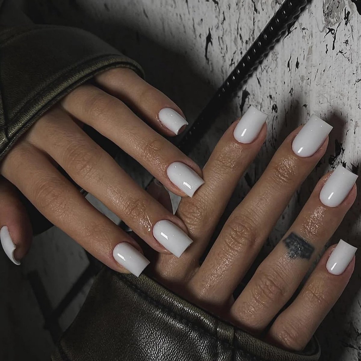 Ceboic French Press on Nails, 24 stuks, kort, effen, vierkante nagels, Ballerina, wit, vierkant, kunstnagels - ShopVlot