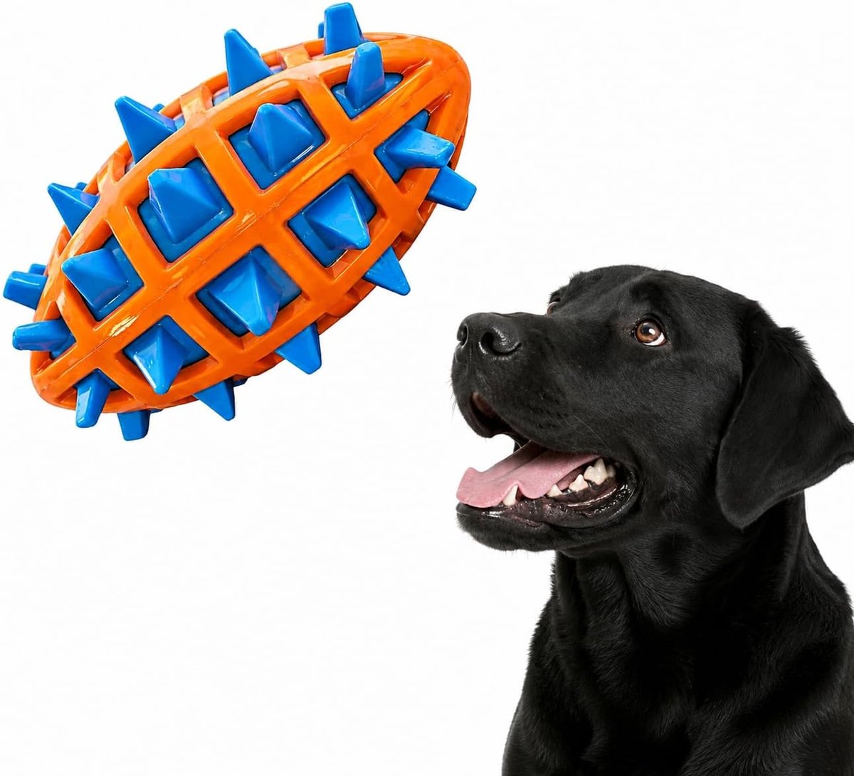 Ulisem - Hondenspeelgoed voor Grote Honden – Rubberen Kauwspeeltje – Stevige Football Hondenbal met Noppen – voor Kauwen, Apporteren & Spelen -A