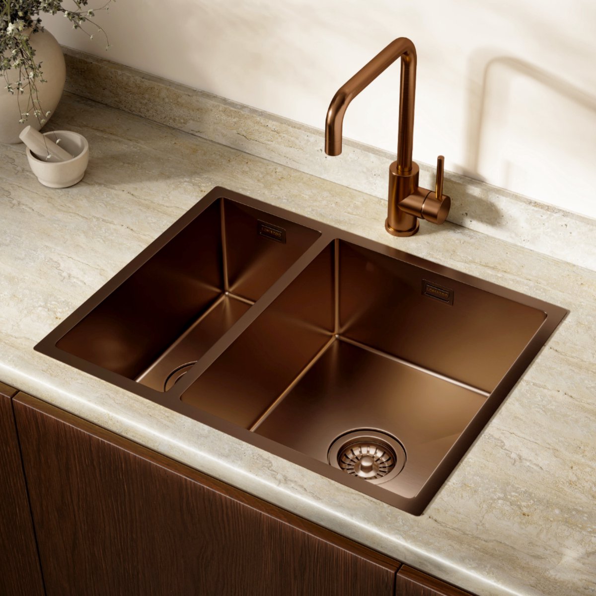LOMAZOO Spoelbak Keuken Koper Amber - 55,5 x 41 cm - RVS
