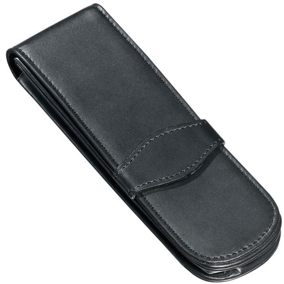 Solidchoice - Classic Leren Etui voor 2 Schrijfgerei - Zwart met Compartimenten