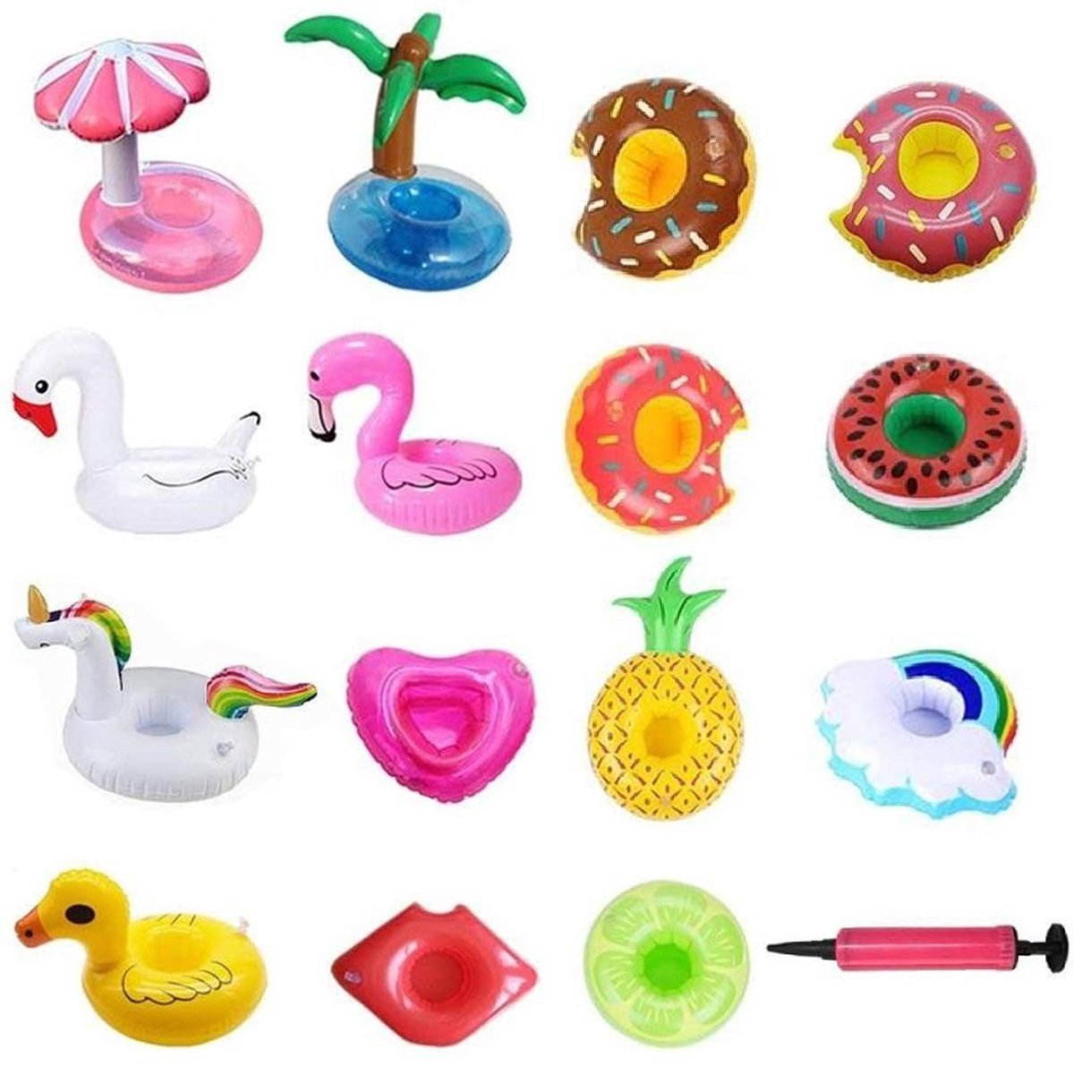 Solidchoice - Set van 15 Opblaasbare Bekerhouders met Pomp