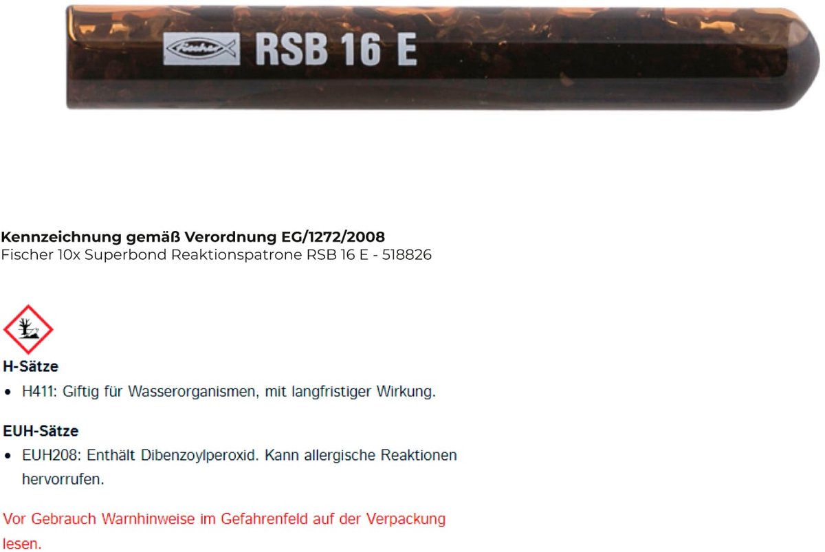 Fischer 10x Superbond Reactiepatroon RSB 16 E - 518826