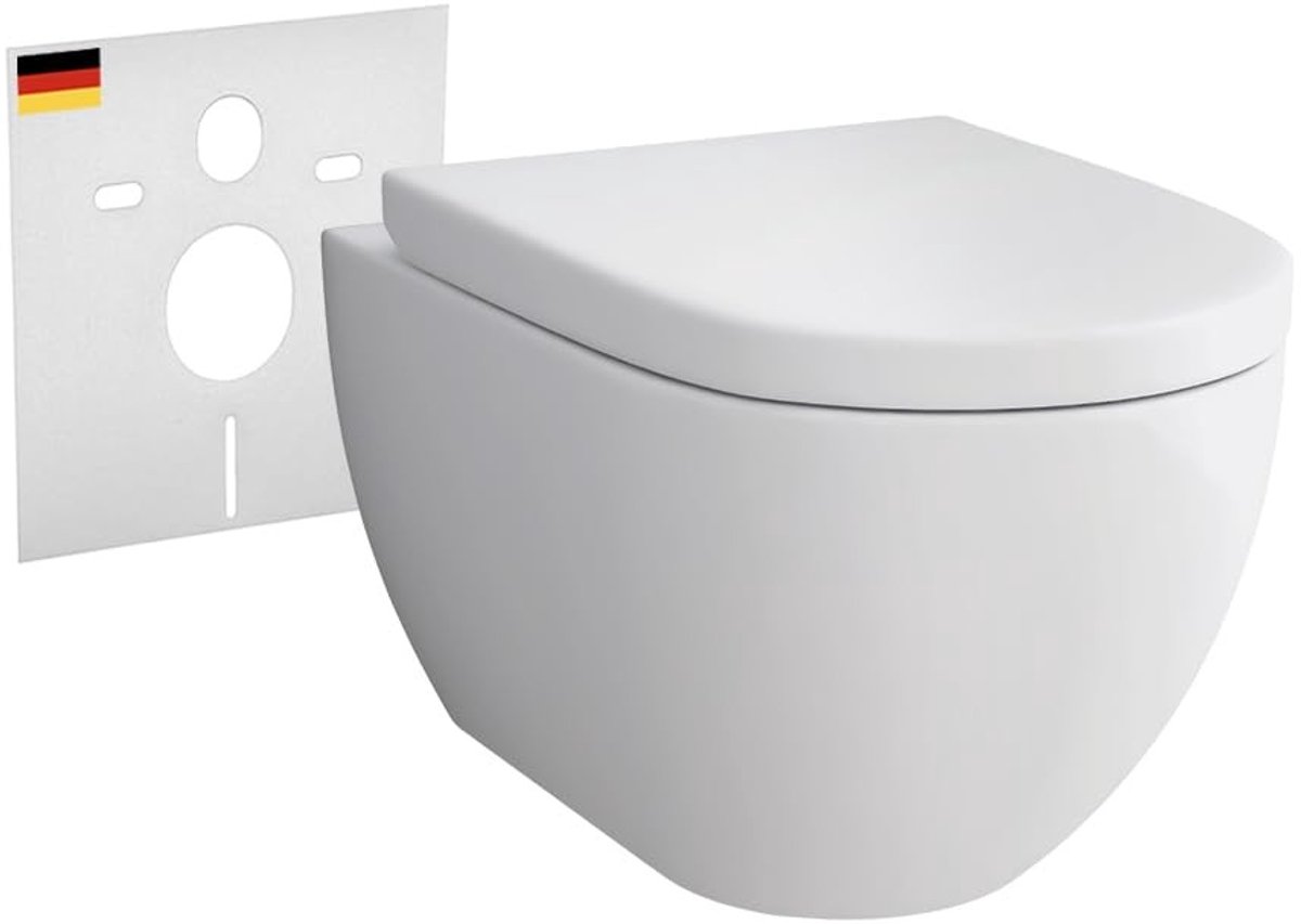 Solidchoice - Hangtoilet zonder Spoelrand van Keramiek met Softclose WC-bril