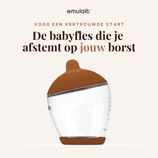 Emulait Classic Babyfles - Kleur: Deep - Maat: 2 - 240 ml - borstvormig - natuurlijk voeden - anti-koliek - bpa-vrij van Emulait — afbeelding 4