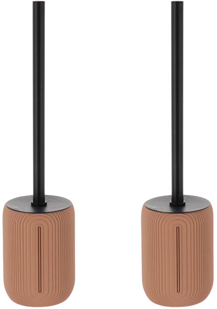 Tendance toiletborstel Provence - 2x - lichtbruin - H40 x D10 cm - polyresin - wc borstel
