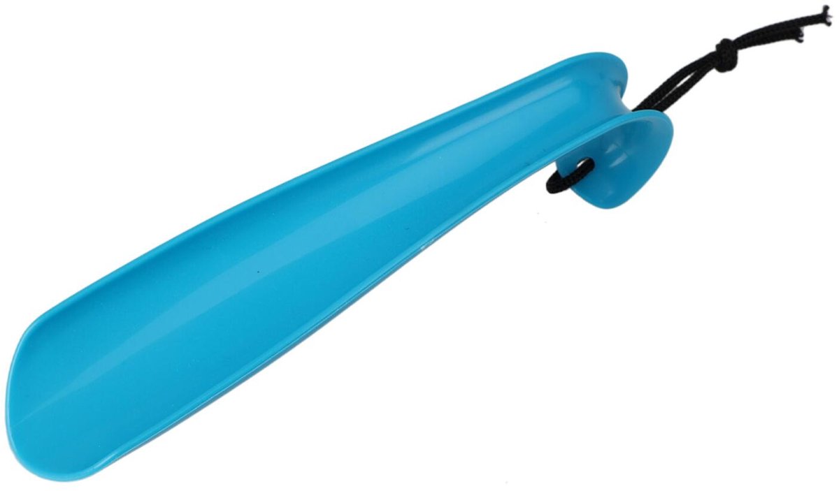 Benson Shoe Solutions Schoenlepel - 18 cm - kunststof - blauw - met haak - instaphulp voor schoenen