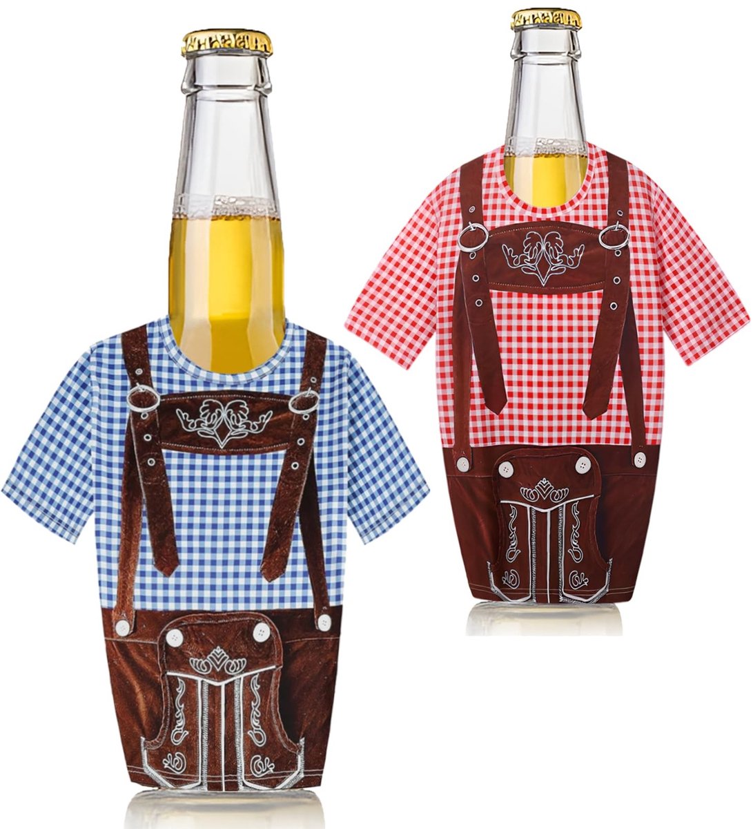 Solidchoice - 2-delige set biervest en bierkoeler voor 0,33 - 0,5 l flessen - Ideaal voor Oktoberfest en feestjes