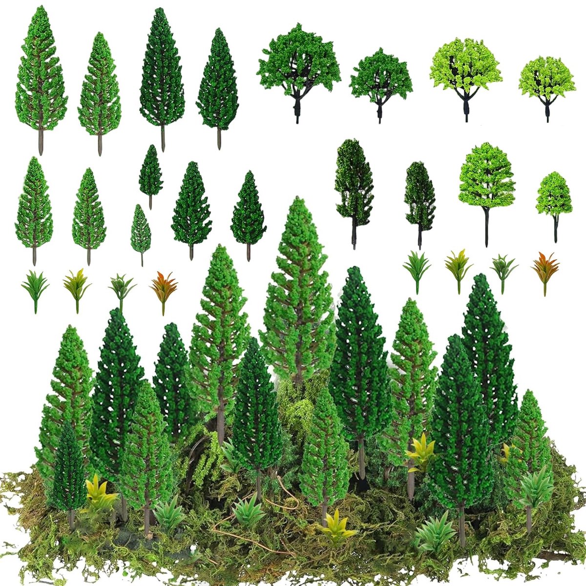 Solidchoice - Set van 40 Miniatuurbomen voor Modelbouw en Landschap