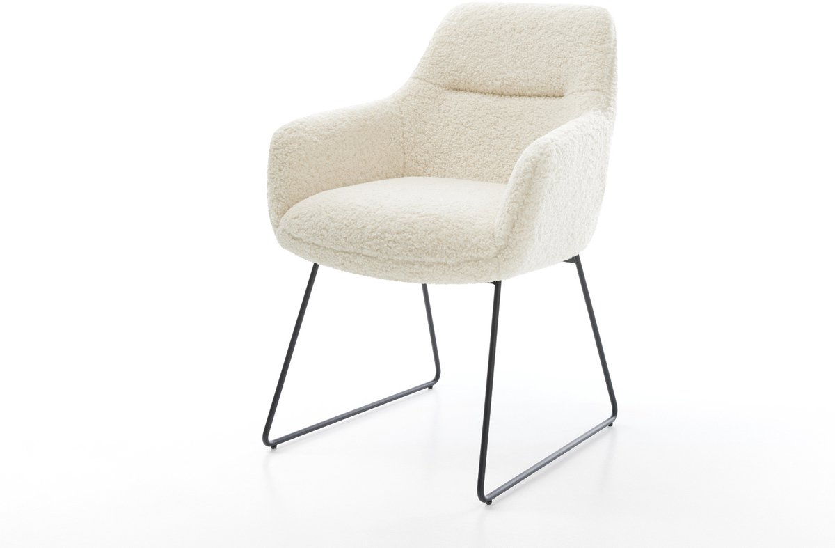 Gestoffeerde-stoel Pejo-Flex slipframe zwart teddy beige pocketveer kern