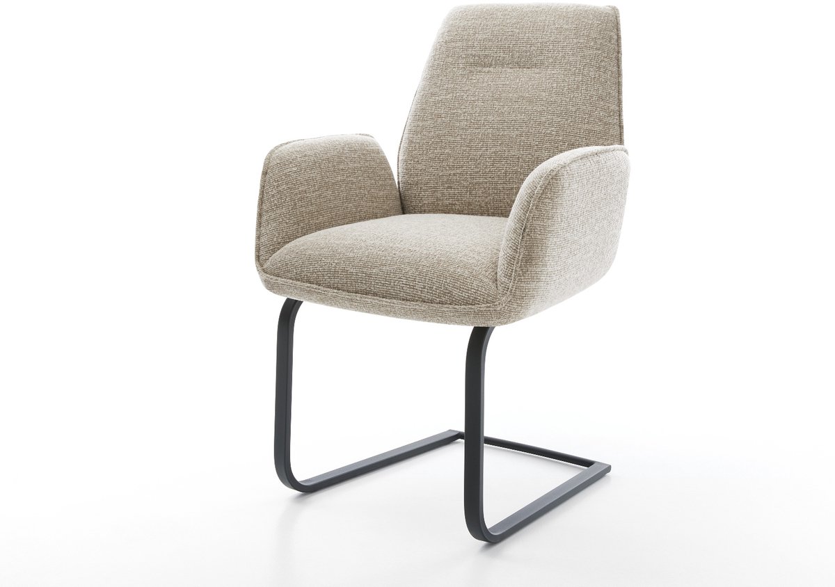 Sledestoel Zoa-Flex sledemodel vlak zwart geweven stof beige pocketveer kern