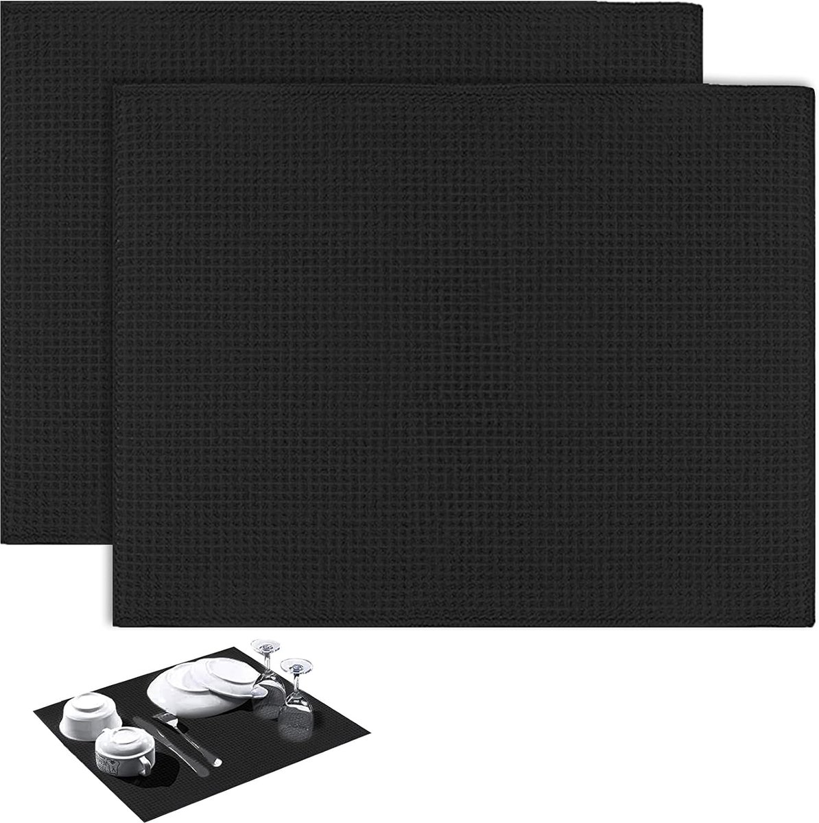 Nivofu 2 stuks absorberende afdruipmat van microvezel, absorberende keukenmat, machinewasbaar, sneldrogend, mat voor - ShopVlot