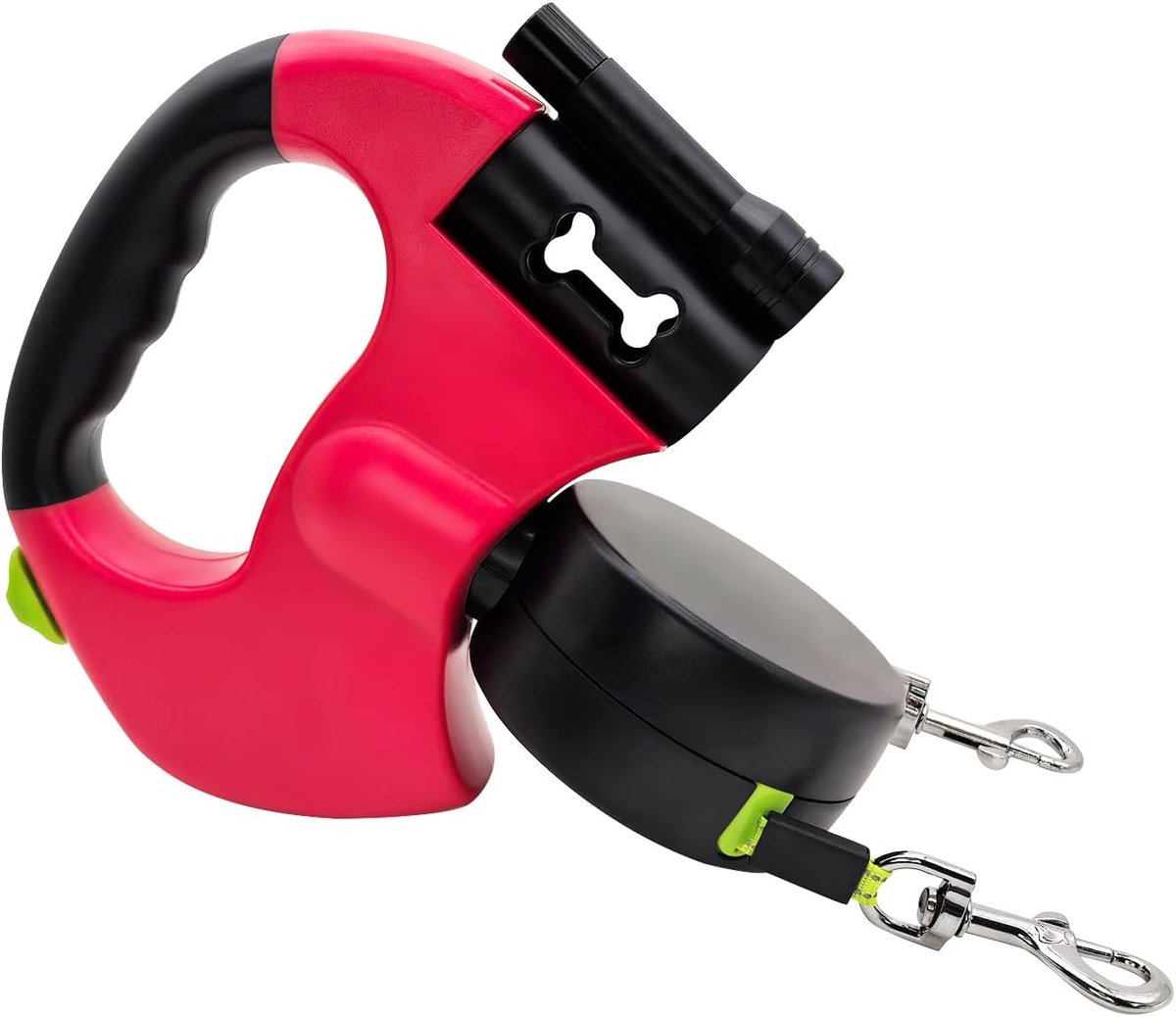 Dog Leash for 2 Dogs, Automatic Retractable Dog Leash with Flashlight and Pocket Dispenser, Double Safety Lead, Small - ShopVlot