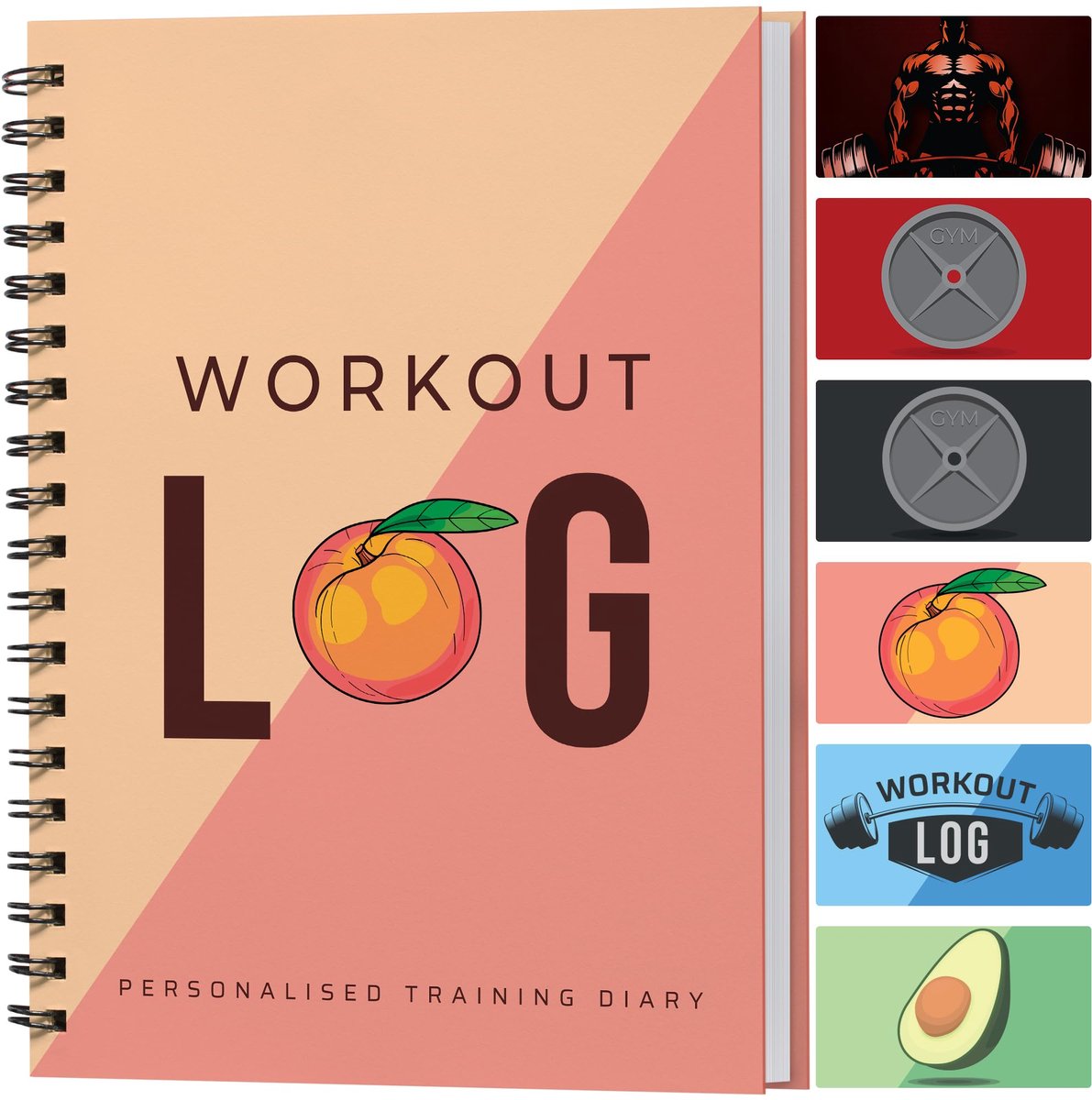 Fitness Logboek - Trainingsplanner - A5-formaat, Perzikroze - Verbeterde dikkere kaft - Trainingsdagboek - ShopVlot