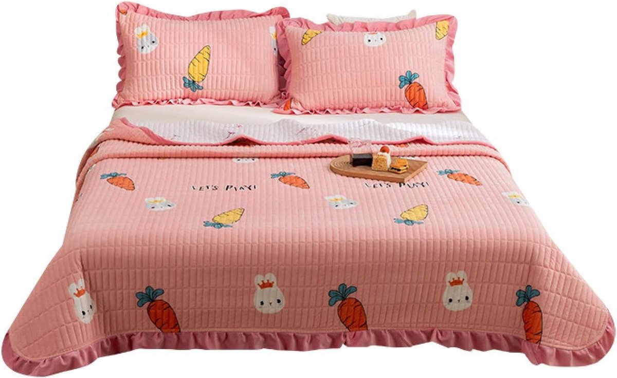 Three Piece Crystal Velvet Bed Cover Winter Thick Quilted Warm Sheets - ShopVlot