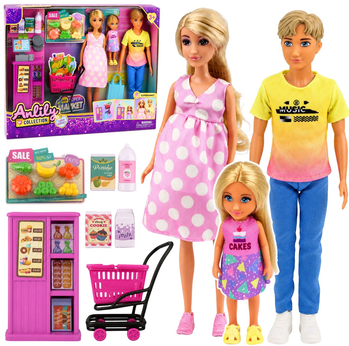 Anlily poppenfamilie in supermarktwinkel Zwangere poppenaccessoireset