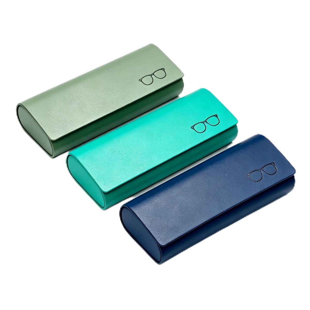 Solidchoice - Set van 3 Harde Brillenetuis van PU-leer