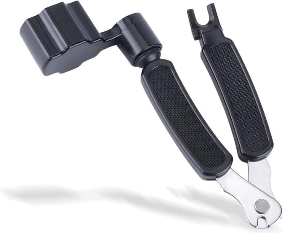 Okado Gitaar Snaarwinder 3-in-1 met Knipper en Brugpintrekker – Zwart