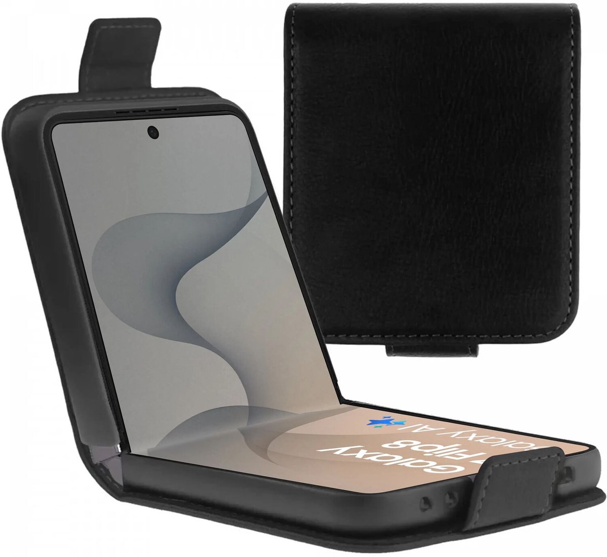 Rosso Element Geschikt voor Samsung Galaxy Z Flip 8 | Wallet Book Case | Portemonnee Hoesje | 0 Pasjes | Magneetsluiting | Stand Functie | Zwart