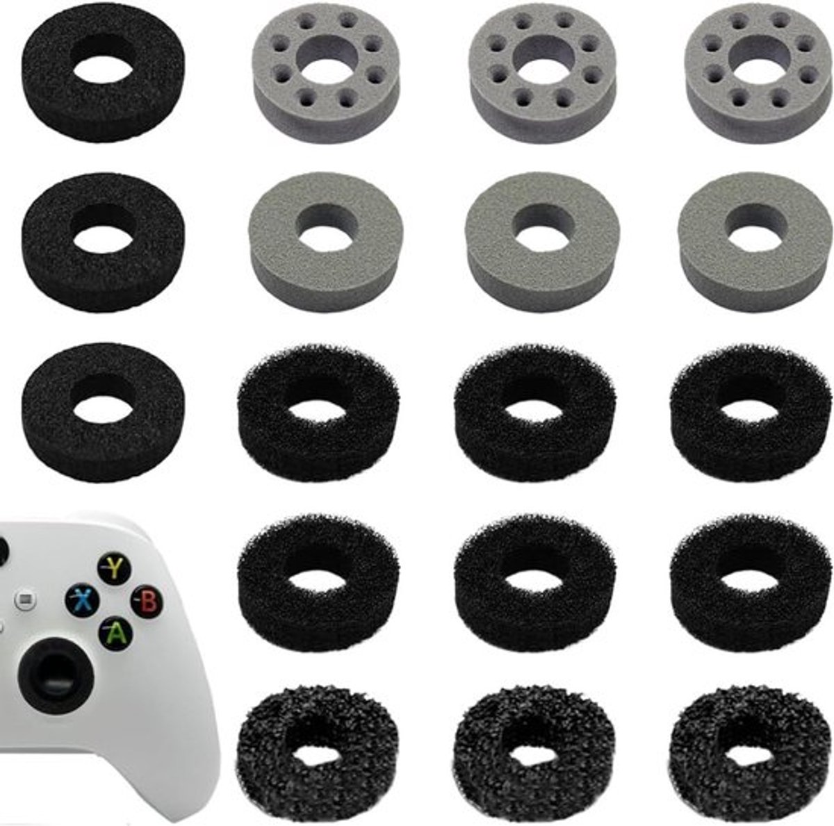 18-delige Thumbstick Schokdempers voor Gaming Controllers - 6 Weerstandsniveaus voor PS5, Xbox en Switch
