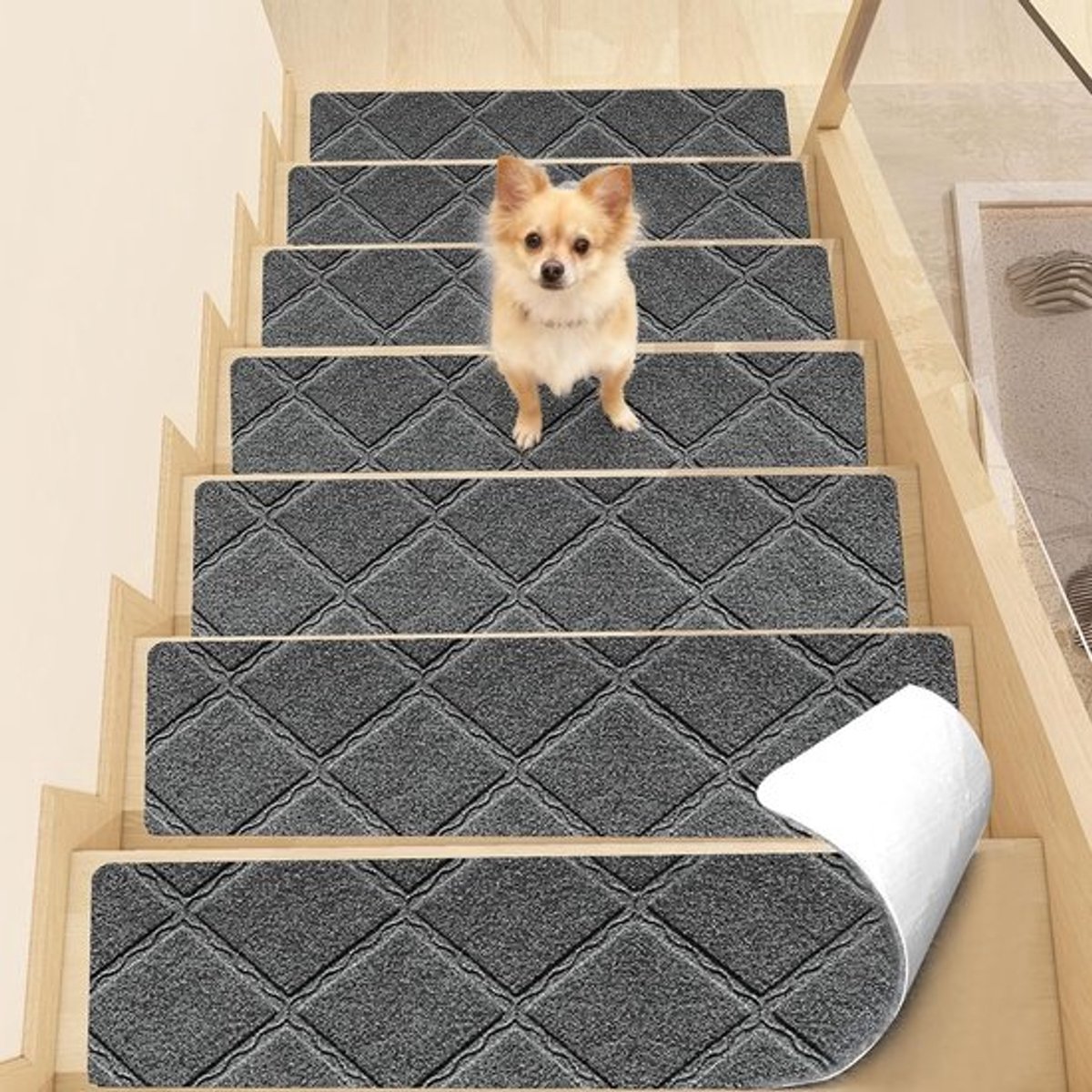 Traptredematten 15 stuks - Zelfklevend - Antislip - Duurzaam - Polyester - 76 x 20 cm - Trapmat