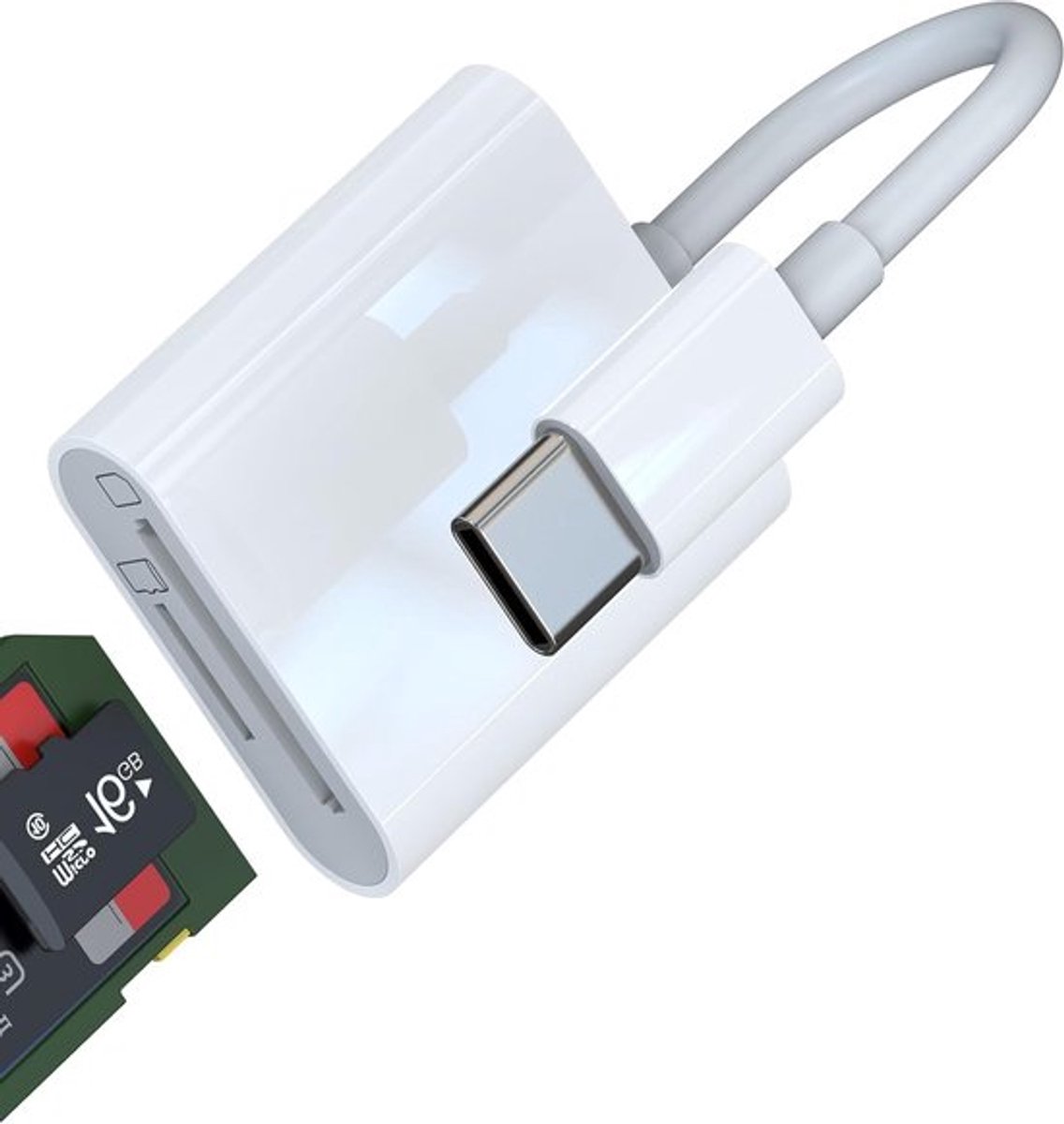 2 in 1 USB C SD Micro SD Kaartlezer - Compatibel met iPhone, iPad en Samsung - Ideaal voor Digitale Camera's en Geheugenkaarten