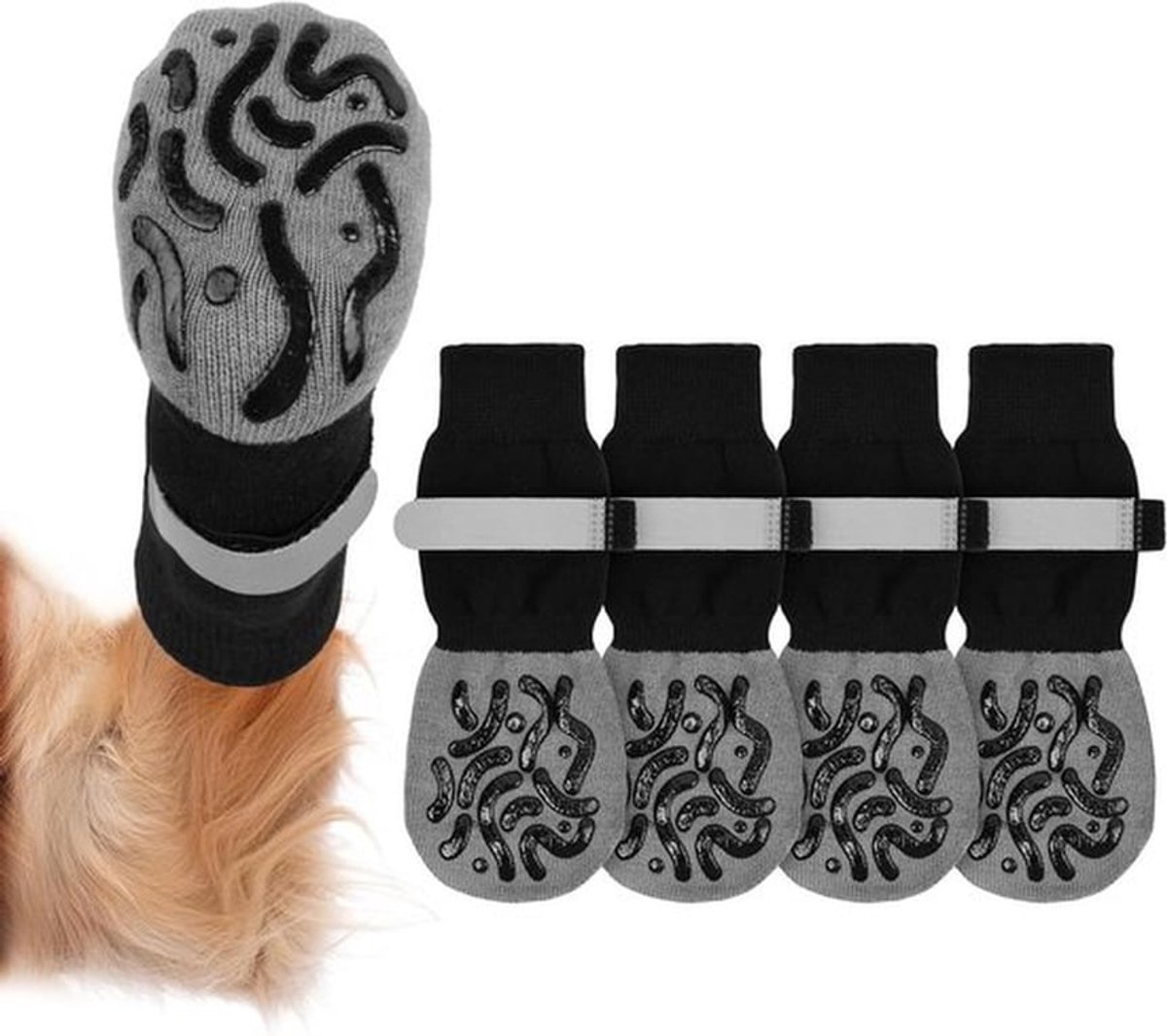 2 Paar Antislip Hondensokken met Verstelbare Band, Bescherming voor Gewonde Pootjes, Ideaal voor Binnen en Buiten Gebruik, Geschikt voor Oudere Honden