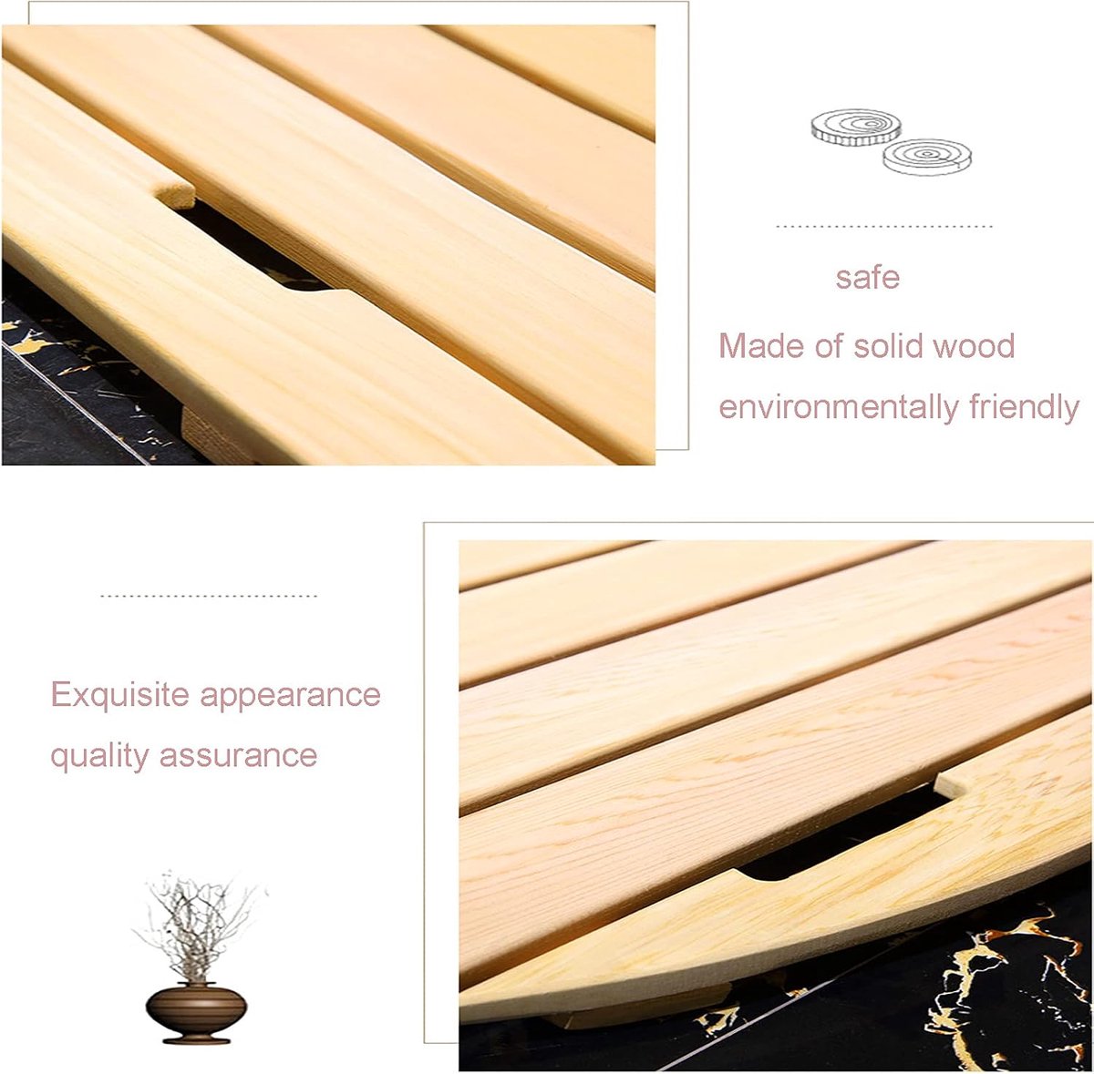 Bamboe Badmat - Houten Vloermat Douche - Badkamer Decoratie - Antislip Rubberen Voetkussen - 75x90cm - Houtkleur — cadeau in Wonen & Interieur - foto 5