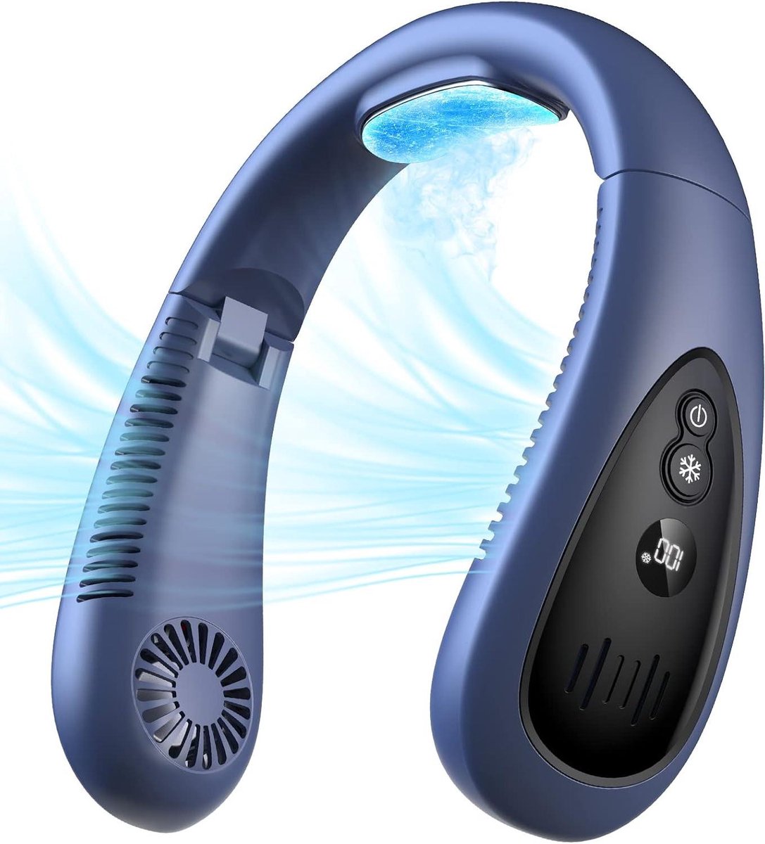 Draagbare Nekventilator - Nekairconditioner Persoonlijke Ventilator - Koelte Blijven - Halfgeleider Koeling - 5000 mAh - Blauw