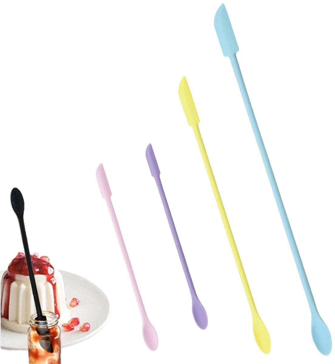 Mini-spatel van silicone, multifunctioneel, herbruikbaar, set van 4