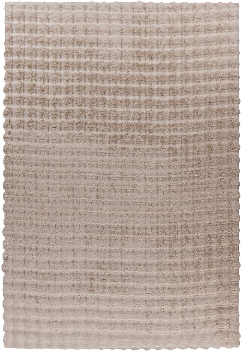 Padiro hoogpolig shaggy vloerkleed 200 x 290 cm - beige - scandi geometrisch patroon - geschikt voor vloerverwarming - van polyester