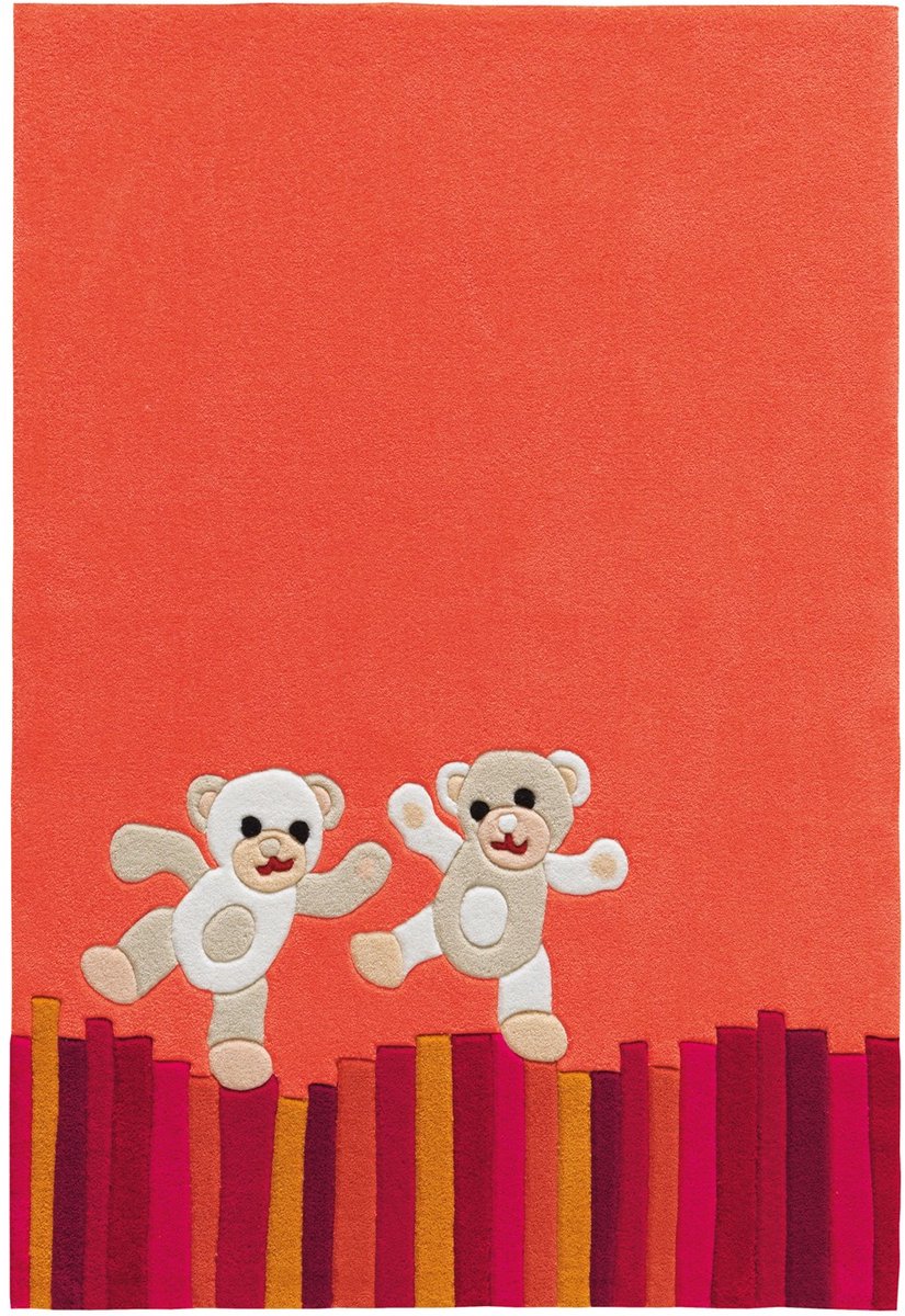 Padiro kindervloerkleed 110 x 160 cm - meerkleurig - speels kindermotief - met teddybeermotief - geschikt voor vloerverwarming - van modacryl
