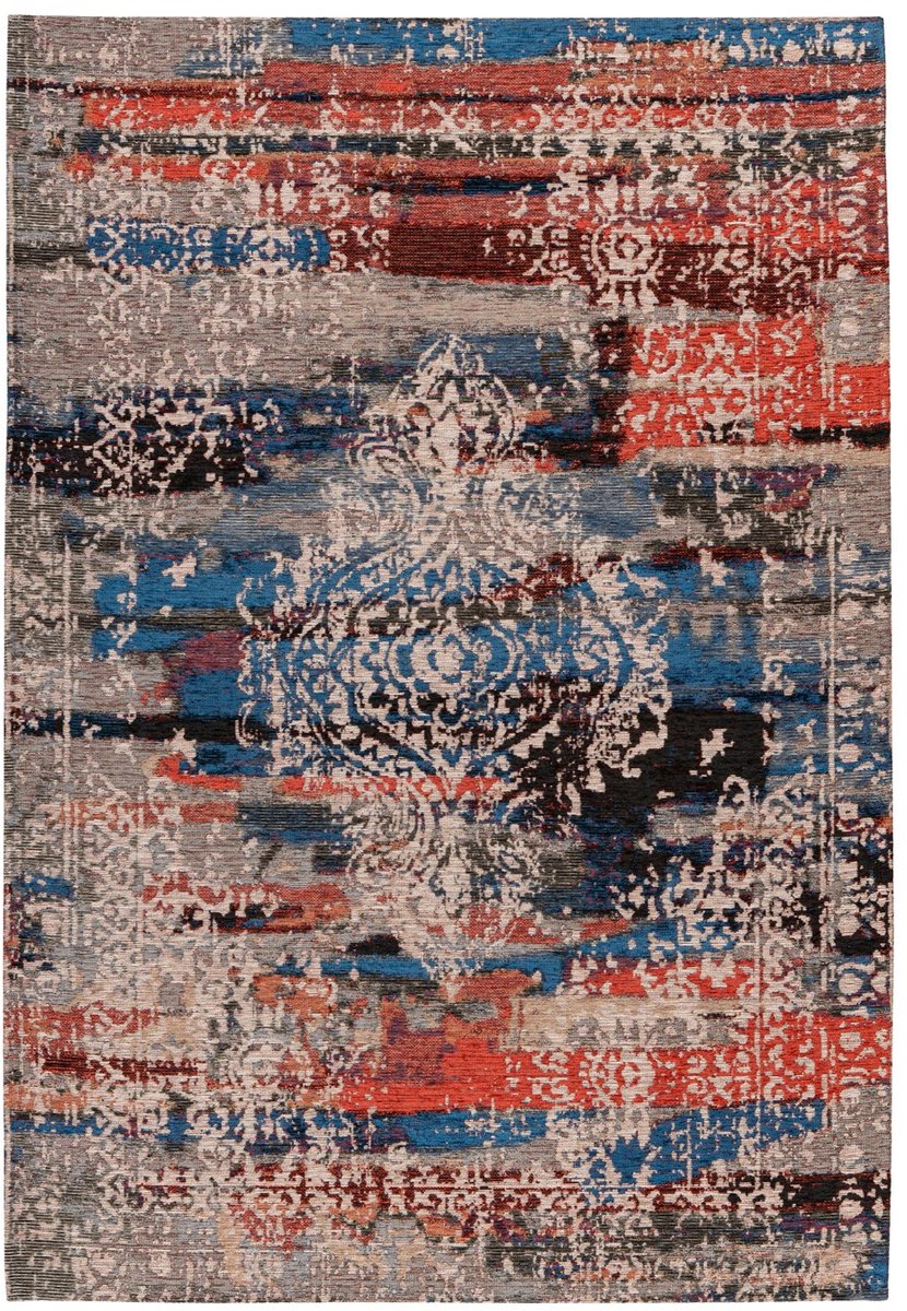 Padiro laagpolig vloerkleed 200 x 290 cm - meerkleurig / rood - modern abstract design - geschikt voor vloerverwarming - van polyester en modacryl en katoen
