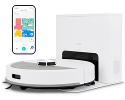 MEDION Robotstofzuiger met afzuigstation en dweilfunctie X23 SW+ (lasernavigatie, sterke 5000 Pa zuigkracht, 2-in-1 robotstofzuiger, nauwkeurige kaartopbouw, Go & No Go-zones, meerdere verdiepingen) w