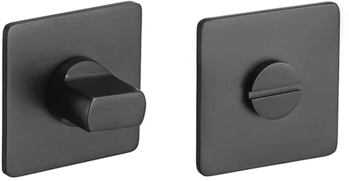 Rozet met toilet / badkamersluiting vierkant 55x3 mm ultra dunne rozet van 3mm mat zwart PVD gecoat