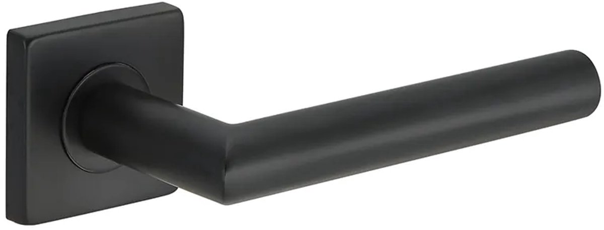 Deurkruk (2x) Vita 20mm haaks op vierkant rozet mat zwart PVD gecoat | Zwarte raamsluitingen | Zwarte raamsluitingen | Zwarte raamsluitingen | Zwarte