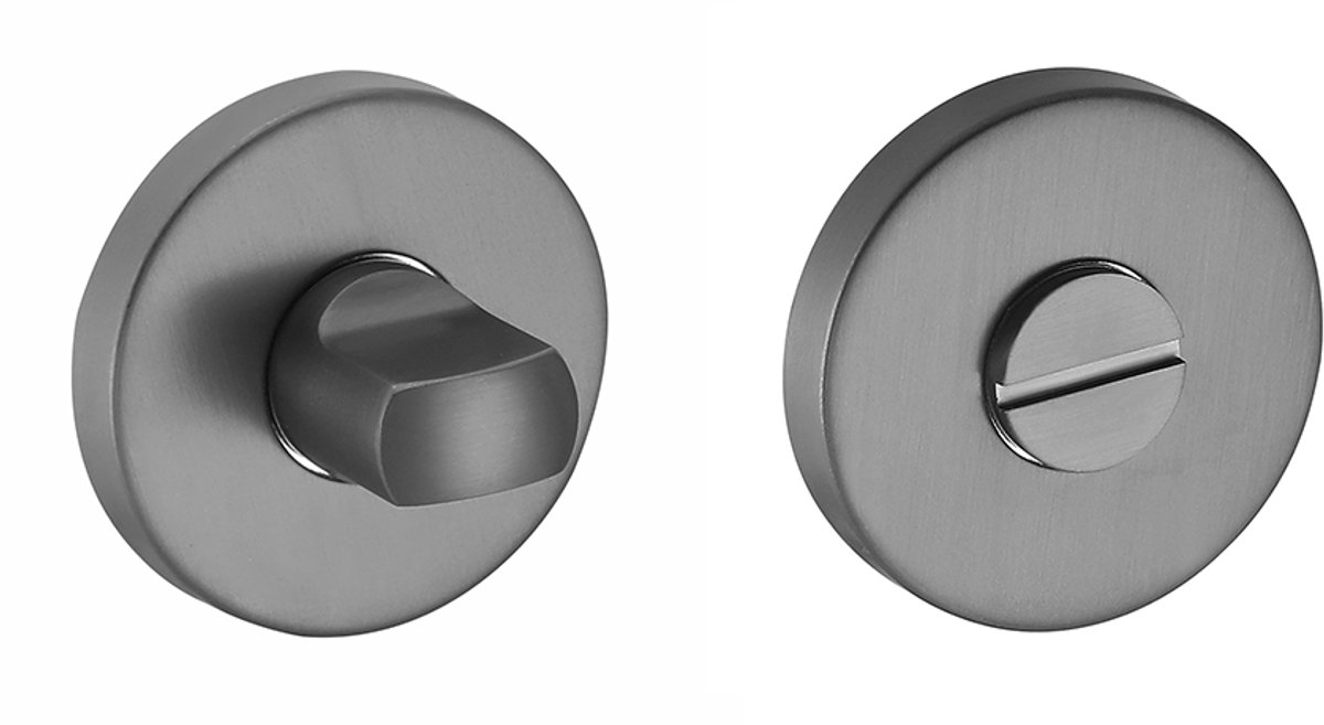 Rozet met toilet / badkamersluiting 54,8x8,8 mm gun metal PVD gecoat